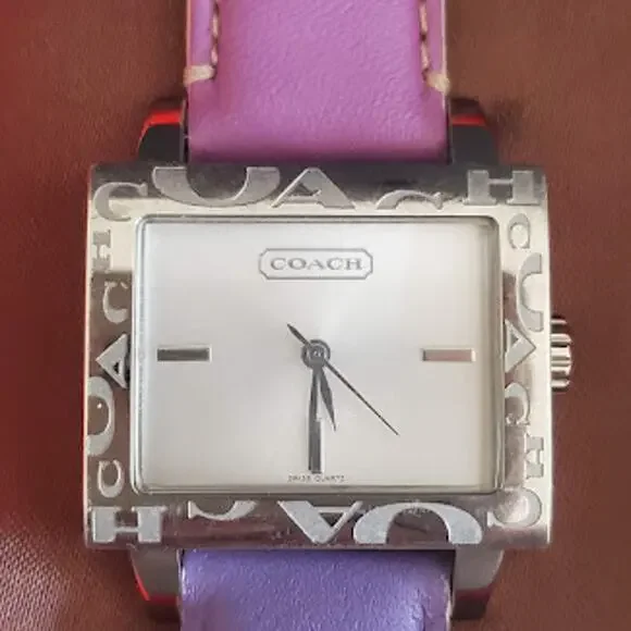 Coach Amanda Watch Multicolor Leather Strap Square Steel Case Analog IOB - Picture 7 of 11